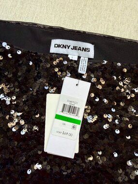 DKNY Jeans Sequin Mini Skirt Size L - NWT
